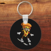 Funny Pizza Ski Cheesy Pie Foodie Skiing Instructo Sleutelhanger (Voorkant)