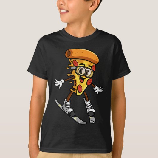 Funny Pizza Ski Cheesy Pie Foodie Skiing Instructo T-shirt (Voorkant)