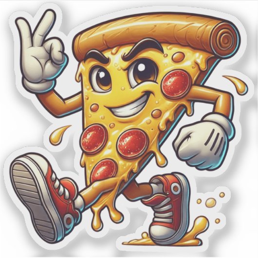 Funny Pizza Slice Sticker with Attitude  (Voorkant)