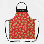 Funny Pizza Slices Food Pattern met monogram naam Schort (Voorkant)