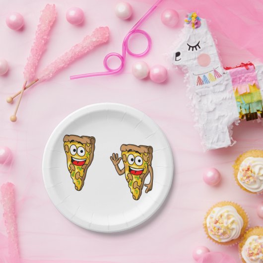 Funny Pizza Slices Paper Borden Papieren Bordje (Feest)