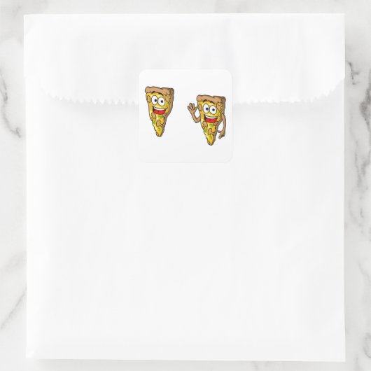 Funny Pizza Slices Square Sticker (Tas)