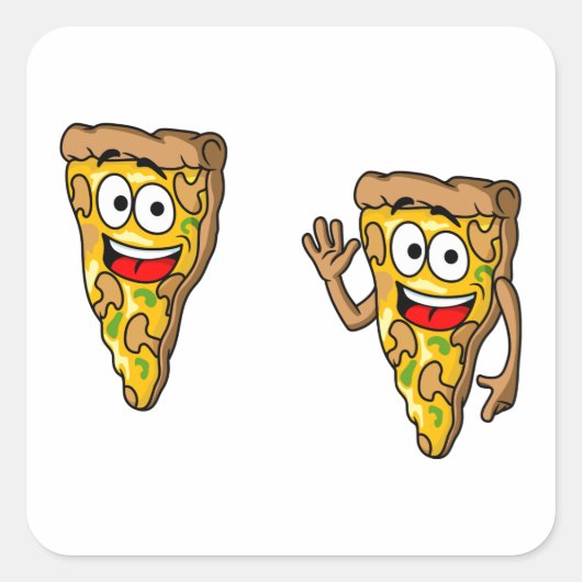 Funny Pizza Slices Square Sticker (Voorkant)