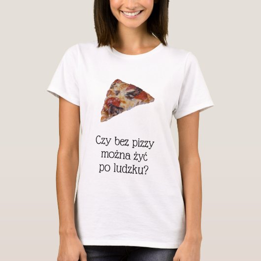 Funny pizza t-shirt in het Pools (Voorkant)
