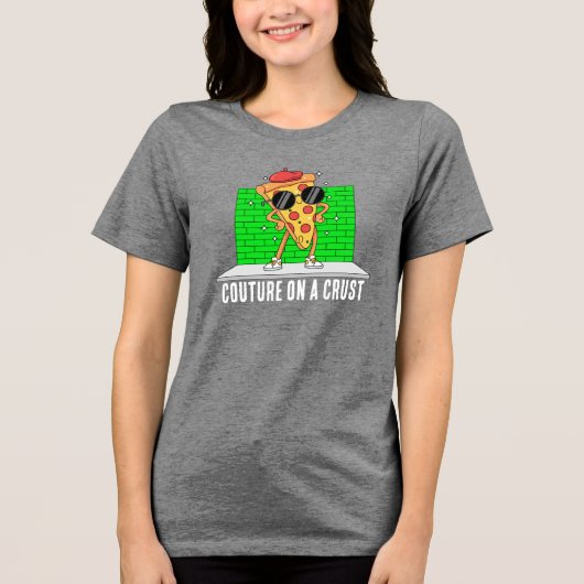 funny pizza Tri-Blend shirt (Voorkant)