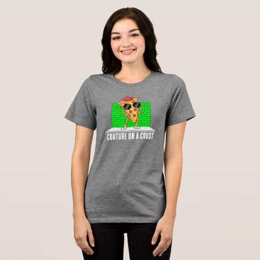 funny pizza Tri-Blend shirt (Voorkant volledig)