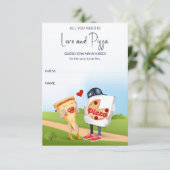 Funny Pizza Vrijgezellenfeest Informatiekaartje (Staand voorkant)