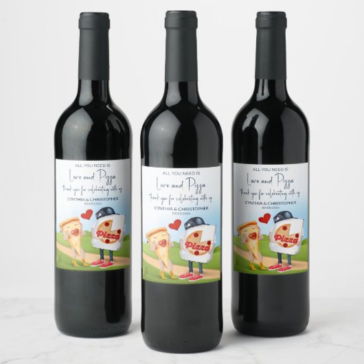 Funny Pizza Vrijgezellenfeest Wijn Etiket (Flessen)