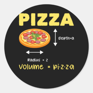 Funny Pizza Wiskunde Volume Berekening Food Lover Ronde Sticker