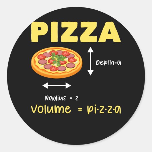 Funny Pizza Wiskunde Volume Berekening Food Lover Ronde Sticker (Voorkant)