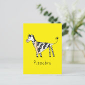 Funny Pizza Zebra Cute Cartoon Kinderen Briefkaart (Staand voorkant)