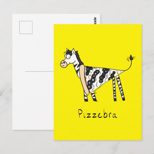 Funny Pizza Zebra Cute Cartoon Kinderen Briefkaart (Voorkant / Achterkant)