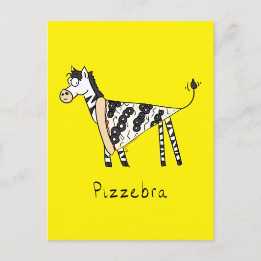 Funny Pizza Zebra Cute Cartoon Kinderen Briefkaart (Voorkant)
