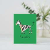 Funny Pizza Zebra Cute Cartoon Kinderen Briefkaart (Staand voorkant)