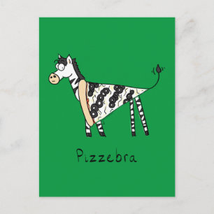 Funny Pizza Zebra Cute Cartoon Kinderen Briefkaart