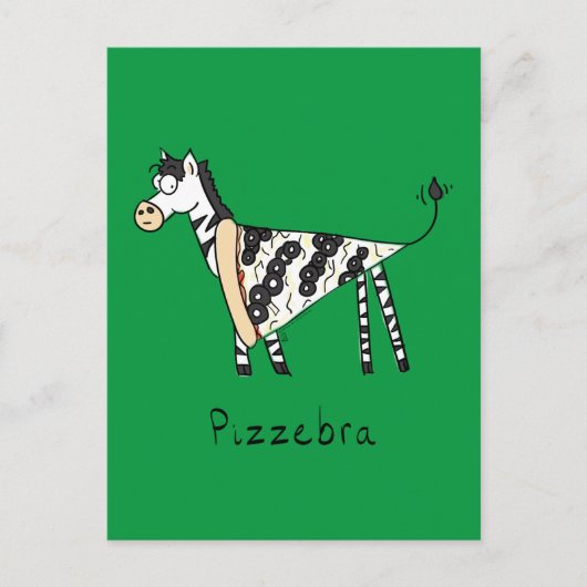 Funny Pizza Zebra Cute Cartoon Kinderen Briefkaart (Voorkant)