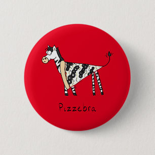 Funny Pizza Zebra Cute Cartoon Kinderen Ronde Button 5,7 Cm