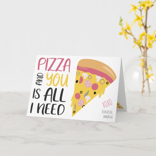 Funny pizzascript galentine 3 foto's collage kaart (Gele Bloem)