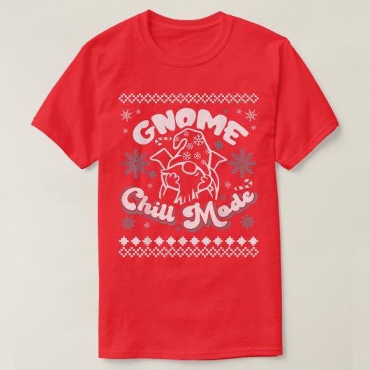 Funny PJ Snowflake Candy Cane Happy Lazy Gnome Chi T-shirt (Design voorkant)