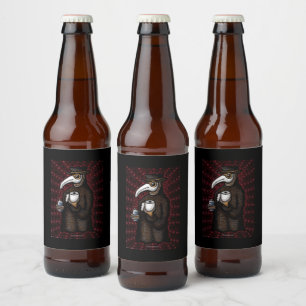 Funny Plague Doctor in de toiletpapier Bier Etiket