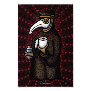 Funny Plague Doctor in de toiletpapier Foto Afdruk