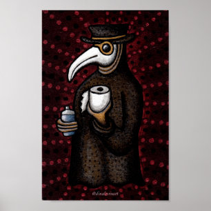Funny Plague Doctor in de toiletpapier Poster