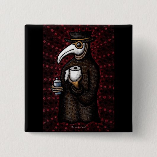 Funny Plague Doctor in de toiletpapier Vierkante Button 5,1 Cm (Voorkant)