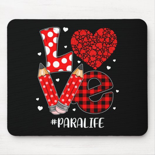 Funny Plaid Heart Love Para Life Valentine Day Chr Muismat (Voorkant)