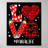 Funny Plaid Heart Love Para Life Valentine Day Chr Poster (Voorkant)