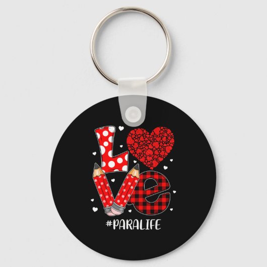 Funny Plaid Heart Love Para Life Valentine Day Chr Sleutelhanger (Voorkant)