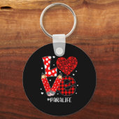 Funny Plaid Heart Love Para Life Valentine Day Chr Sleutelhanger (Voorkant)