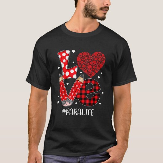 Funny Plaid Heart LOVE Para Life Valentine Day Chr T-shirt (Voorkant)