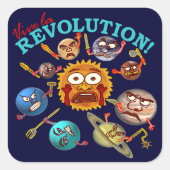 Funny Planet Revolution Solar System Cartoon Vierkante Sticker (Voorkant)