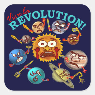 Funny Planet Revolution Solar System Cartoon Vierkante Sticker