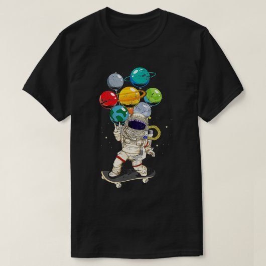 Funny Planets Skateboard Cosmonaut Space Astronaut T-shirt (Design voorkant)