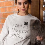 Funny Plans met mijn Cat Cute Tekening Typografie T-shirt<br><div class="desc">Een humoristisch ontwerp voor kattenliefhebbers met het leuke excuus,  kan ik niet. Ik heb plannen met mijn kat met een griezelige zwarte typografie en een schattige kat- en hartenillustratie. Zou ook een geweldig cadeau zijn voor feliene liefhebbende vrienden!</div>