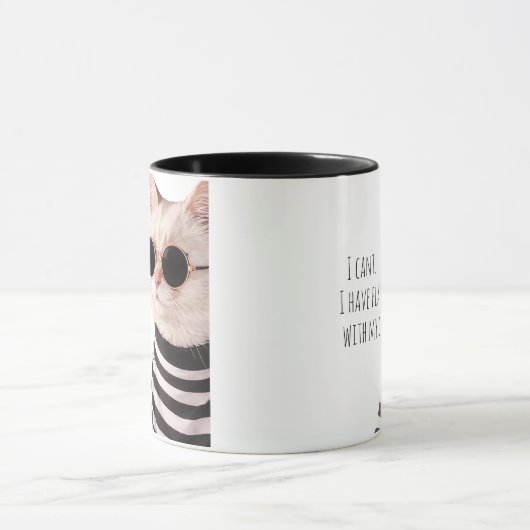 Funny Plans With My Cat Cute Drawing Typography Mok (Midden)