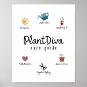 Funny Plant Diva Care Guide Plant Lovers Groeiend Poster (Voorkant)