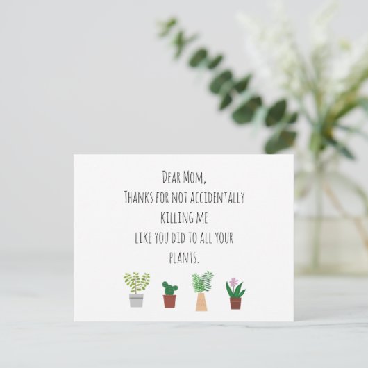 Funny Plant Lover Moederdag Briefkaart (Staand voorkant)
