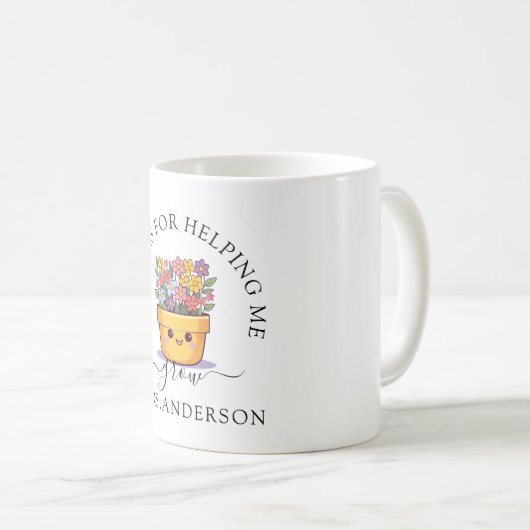 Funny plant pot "Bedankt dat je me helpt groeien" Koffiemok (Voorkant rechts)