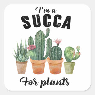 Funny planten succulent potcacti cactus vierkante sticker
