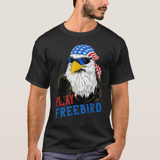 Funny Play Free Bird 4th Of July Bald Eagle Mullet T-shirt (Voorkant)