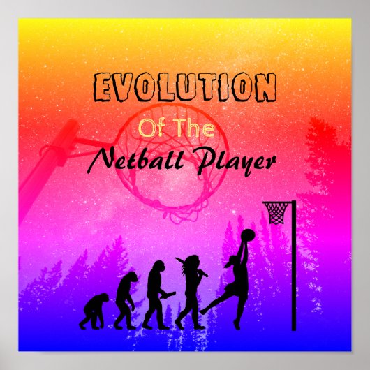 Funny Player Evolution Theme Netball Poster (Voorkant)