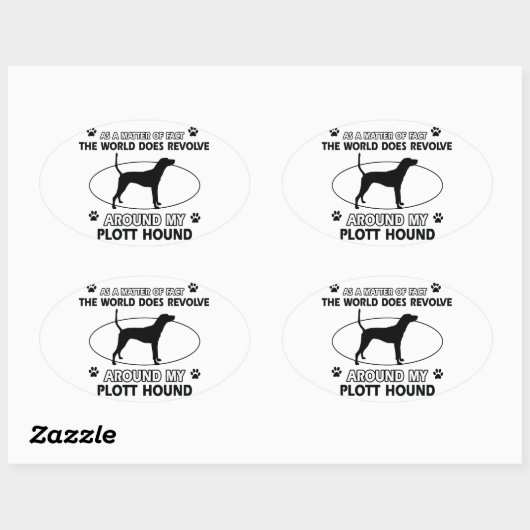 Funny PLOTT HOUND design Ovale Sticker (Vel)