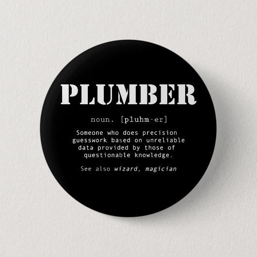 Funny Plumber Dictionary Definition Ronde Button 5,7 Cm (Voorkant)