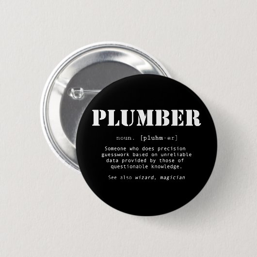 Funny Plumber Dictionary Definition Ronde Button 5,7 Cm (Voorkant /achterkant)
