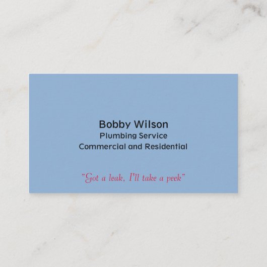 Funny Plumber Doctor Contractor Plumbing Service Visitekaartje (Achterkant)