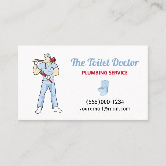 Funny Plumber Doctor Contractor Plumbing Service Visitekaartje (Voorkant)