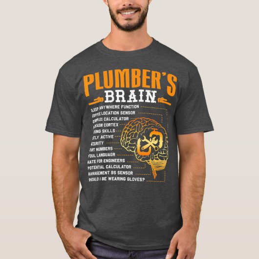 Funny Plumber Gifts Plumbers Brain T-shirt (Voorkant)