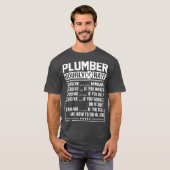 Funny Plumber Hourly Rate Labour Price Chart T-shirt (Voorkant volledig)
